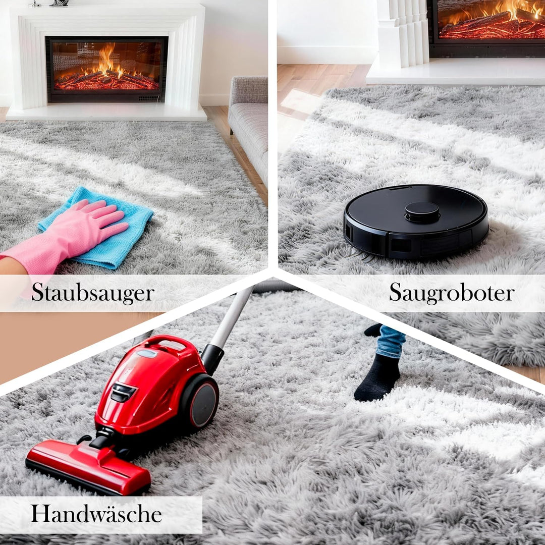 VOFUSHON Wohnzimmer Hochflor Teppich,Shaggy Flur Läufer Teppich Modern Flauschiger Weich Bunte Batik