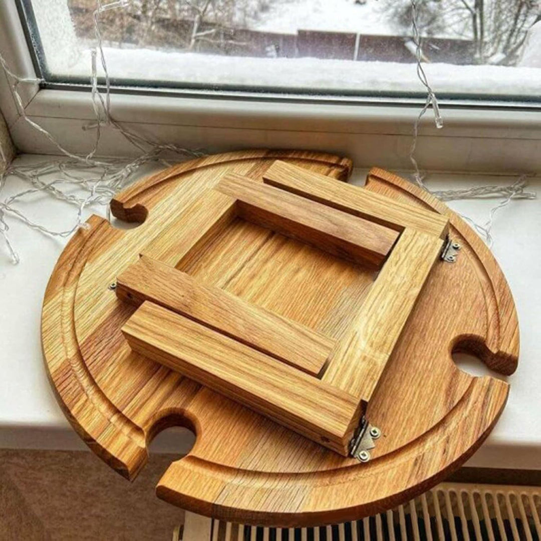 ZYLLZY Zusammenklappbarer Picknicktisch aus Holz für den Aussenbereich mit Rotweinglashalter, tragba