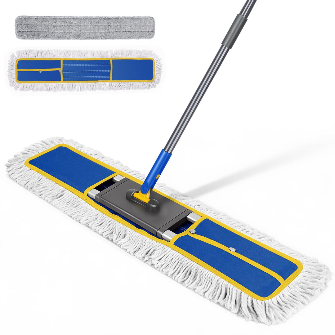 Bodenwischer, 90cm Breit Wischmopp, Gross Wischer mit 2 Mikrofaser Pads und 1 Baumwolle Pad, Profess