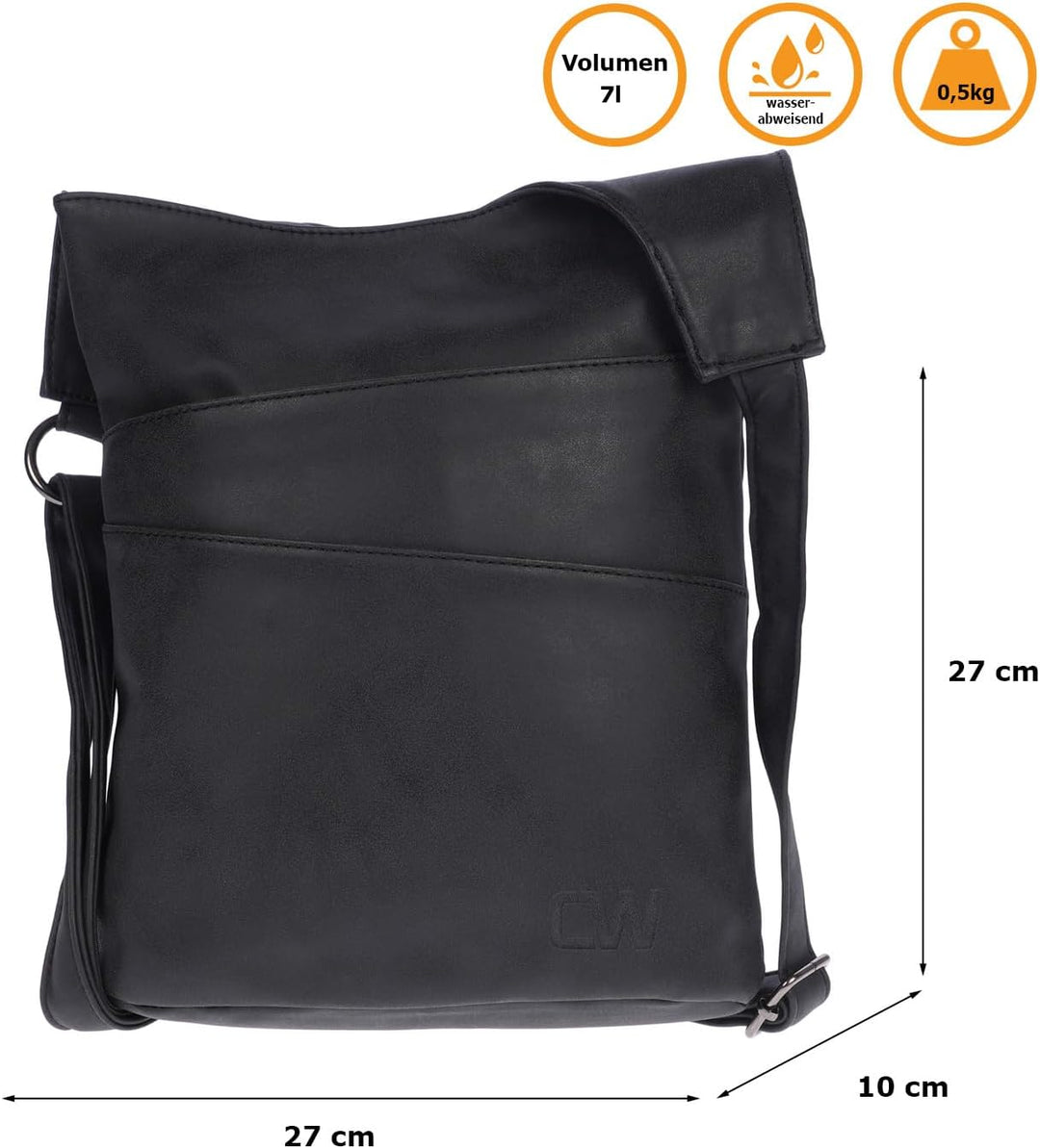 Christian Wippermann Damen Tasche Schultertasche Umhängetasche Crossover Bag Leder Optik Handtasche