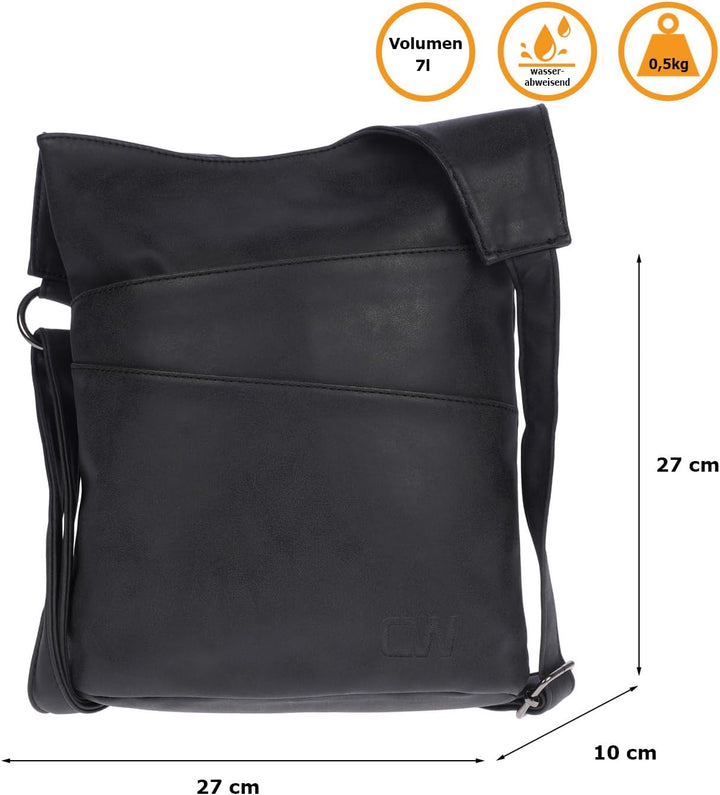 Christian Wippermann Damen Tasche Schultertasche Umhängetasche Crossover Bag Leder Optik Handtasche