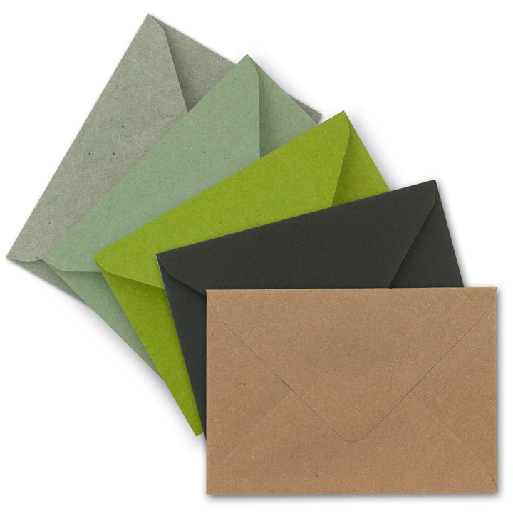100x Vintage Briefumschläge Farbenmix-Paket DIN B6 125 x 178 mm Kraftpapier 120 g/m² Recycling Nassk