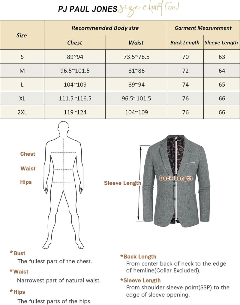 Blazer Herren Leinen Sakkos für Herren mit Gekerbtem Revers 2 Knöpfe Regular Fit, L Grau