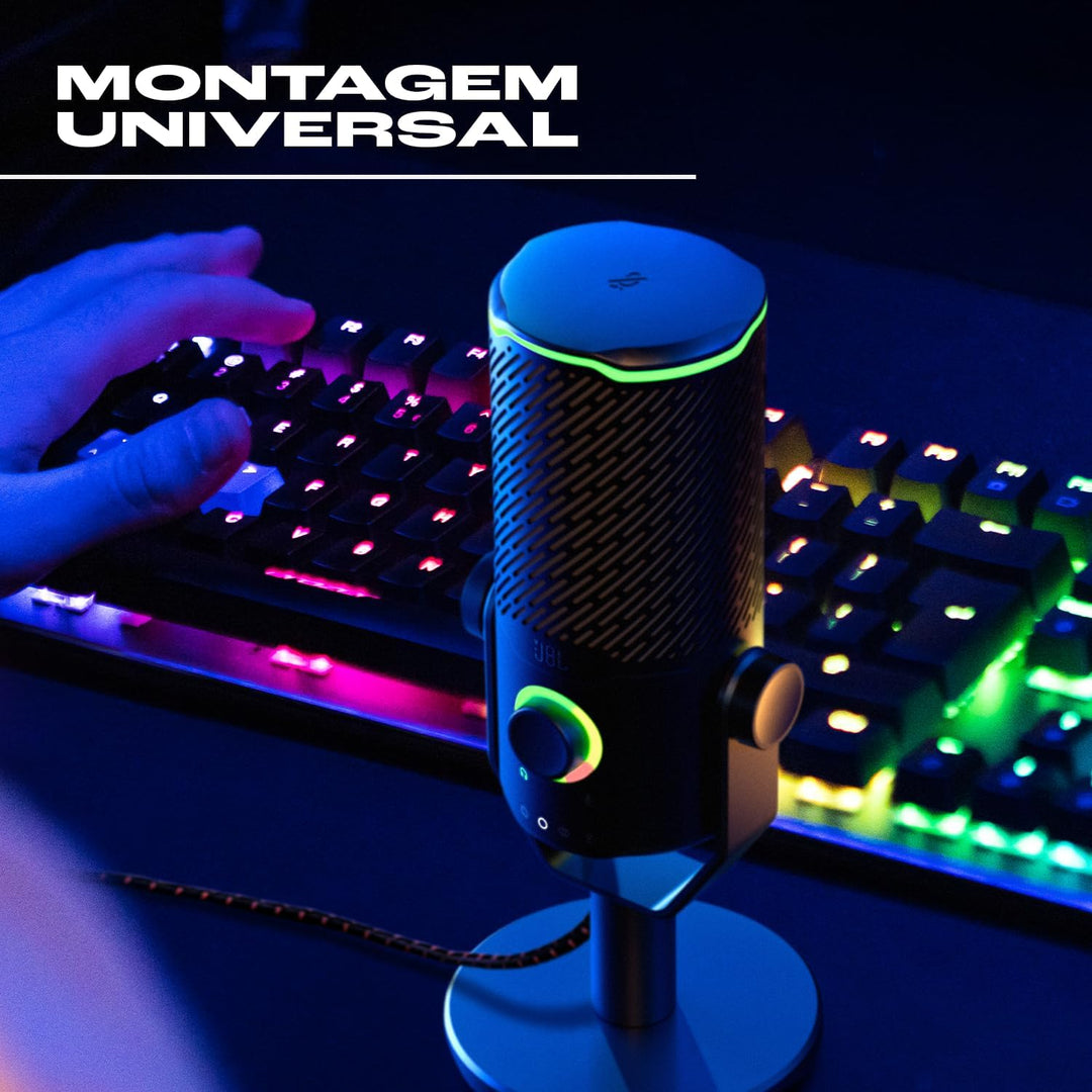 JBL Quantum Stream Studio – USB-Mikrofon mit dreifachem Kondensator und vier Aufnahmemustern für Str