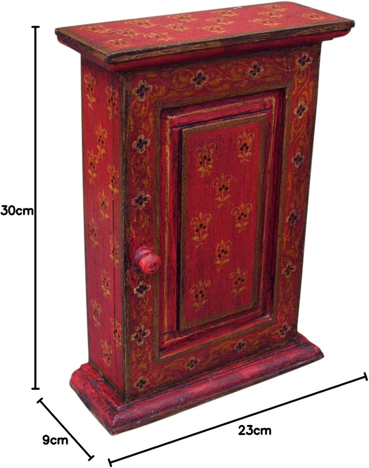 GURU SHOP Schlüsselkasten, Bemalte Schlüssel Ablage Box mit Tür - Muster 3, Mehrfarbig, 30x23x9 cm,