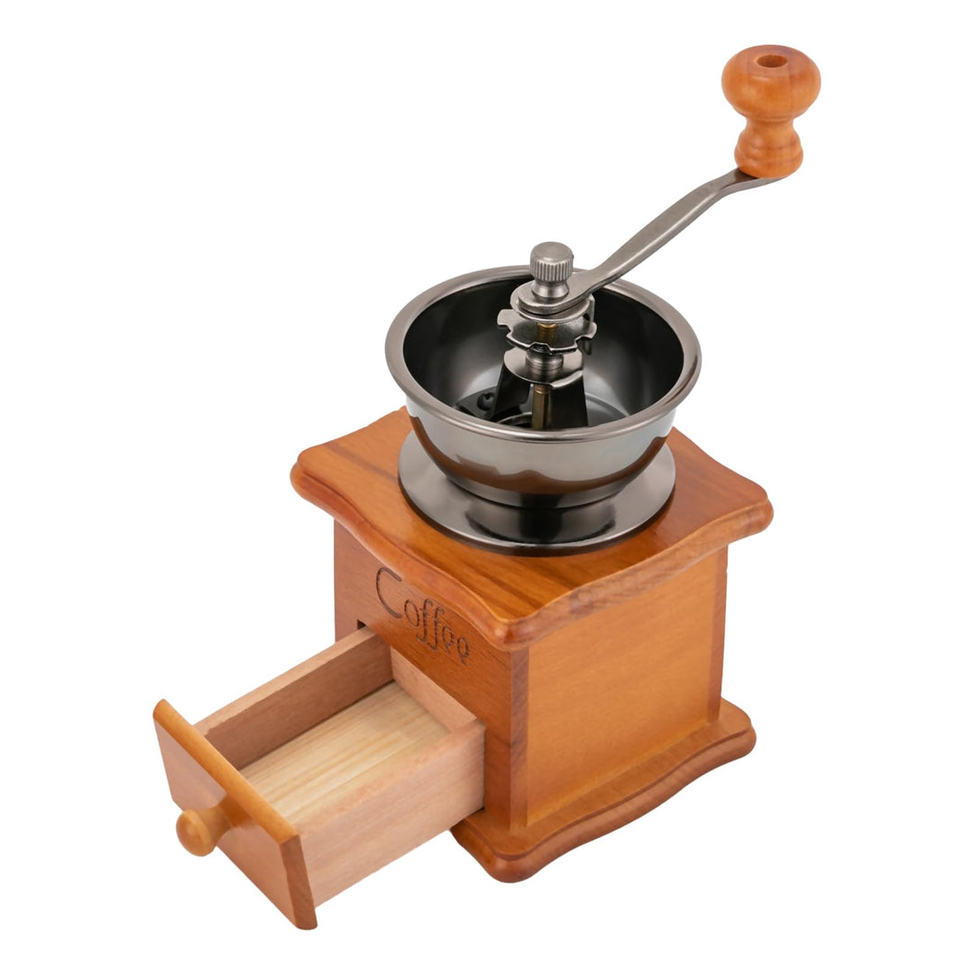Kaffeemühle, Retro, manuell, mit Kurbel, Schublade aus Holz, zum Mahlen des Hauses, als Dekoration i