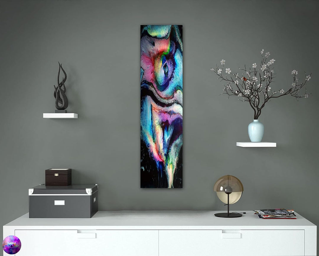 Bild auf Metall - 25 cm x 100 cm Moderne Kunst abstrakt - Kunstdruck auf leuchtend glänzenden Alumin
