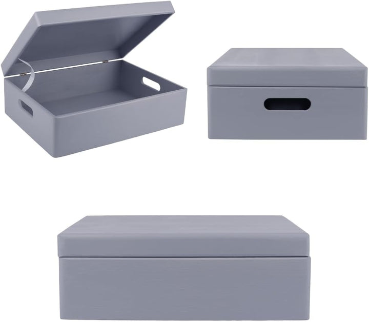 Creative Deco XL Grau Grosse Holzkiste mit Deckel Ostern | 40x30x14 cm (+/-1cm) | Erinnerungsbox Bab