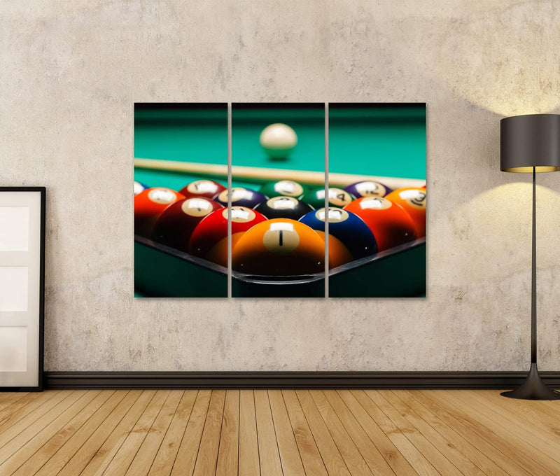 Bild auf Leinwand Billard Kugeln Billardtisch Wandbild Poster Kunstdruck Bilder Format: 130x80cm - 3