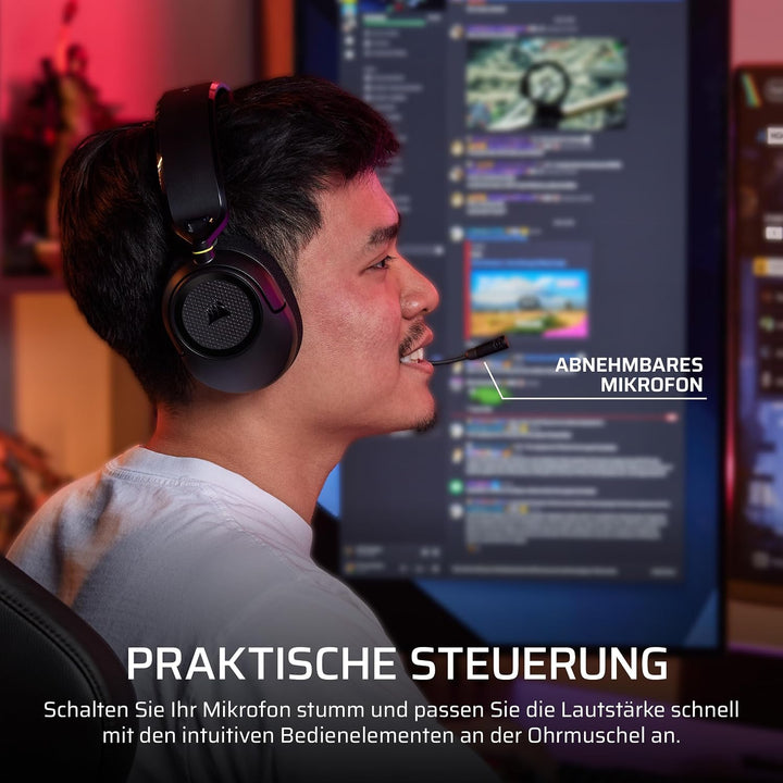 Corsair HS35 v3 Kabelloses Gaming-Headset mit Mikrofon – Schwarz | 2,4 GHz &amp; Bluetooth (PC, PS5, PS4