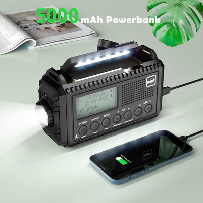 Kurbelradio DAB/UKW, Tragbare Solar Radio mit LED Taschenlampe & Leselicht, DAB+/FM Dynamo Radio IPX