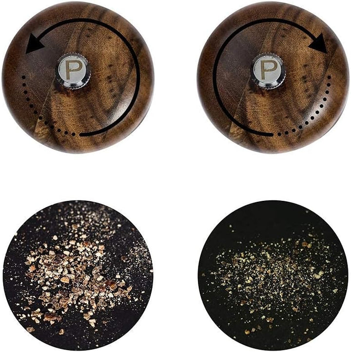 Salz- und Pfeffermühle Set, Gewürzmühlen 2er-Set, Salz und Pfeffer Mühle aus Akazienholz mit Keramik