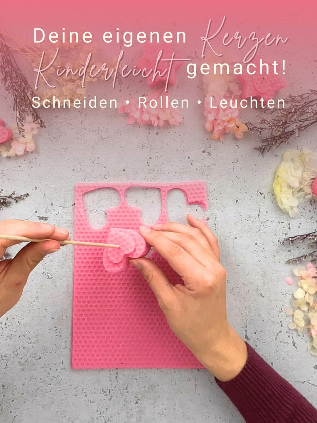 Wachsmann 20 Bienenwachsplatten aus Deutschland, rosa, Wachsplatten 20 x 15 cm, Bienenwachs Kerzen s