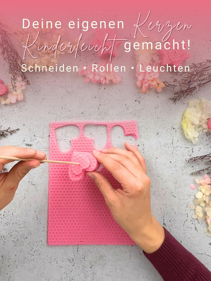 Wachsmann 20 Bienenwachsplatten aus Deutschland, rosa, Wachsplatten 20 x 15 cm, Bienenwachs Kerzen s