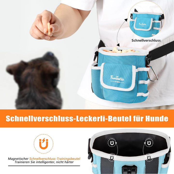 Hunde Leckerlibeutel mit Magnet-Verschluss & 3-Tragearten - 900D wasserfester Futterbeutel, 4 Fächer