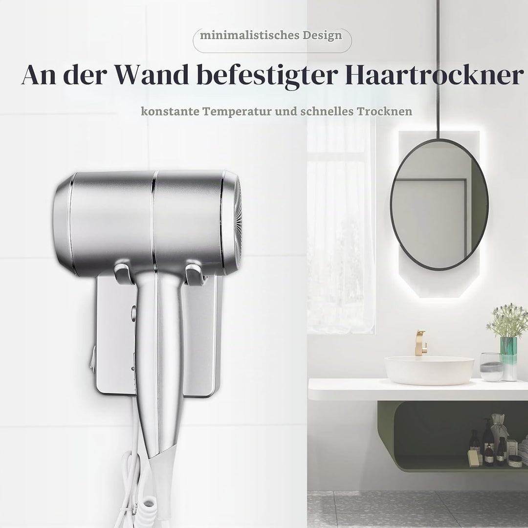 QL Haartrockner Ionen mit Wandhalterung und USB-Steckdose,Föhn mit ThermoProtect Technologie 2000wat