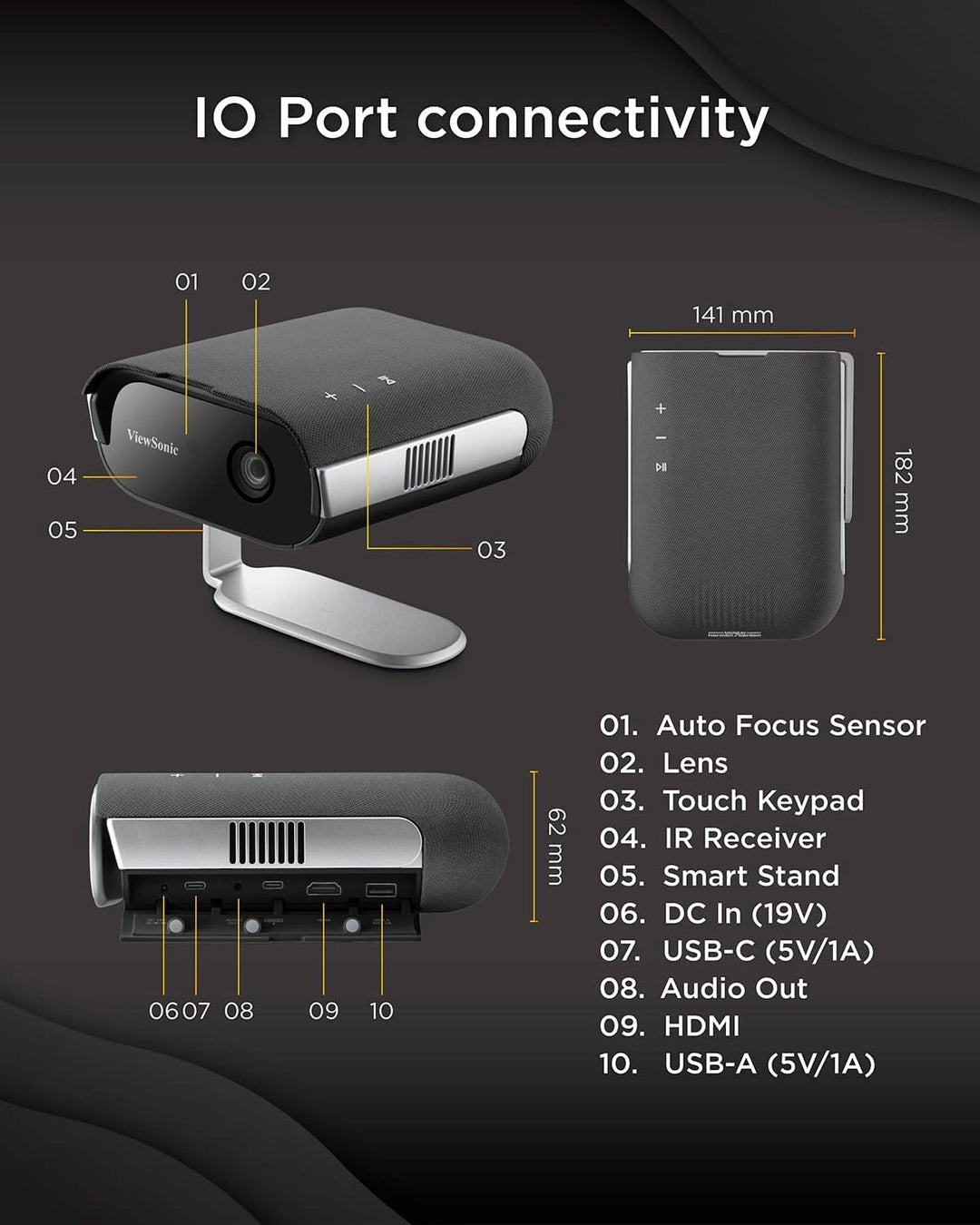 ViewSonic M1 Max Tragbarer Smart LED Beamer, Full HD 1080p, Google TV, 360° Projektion, 200 ANSI Lum