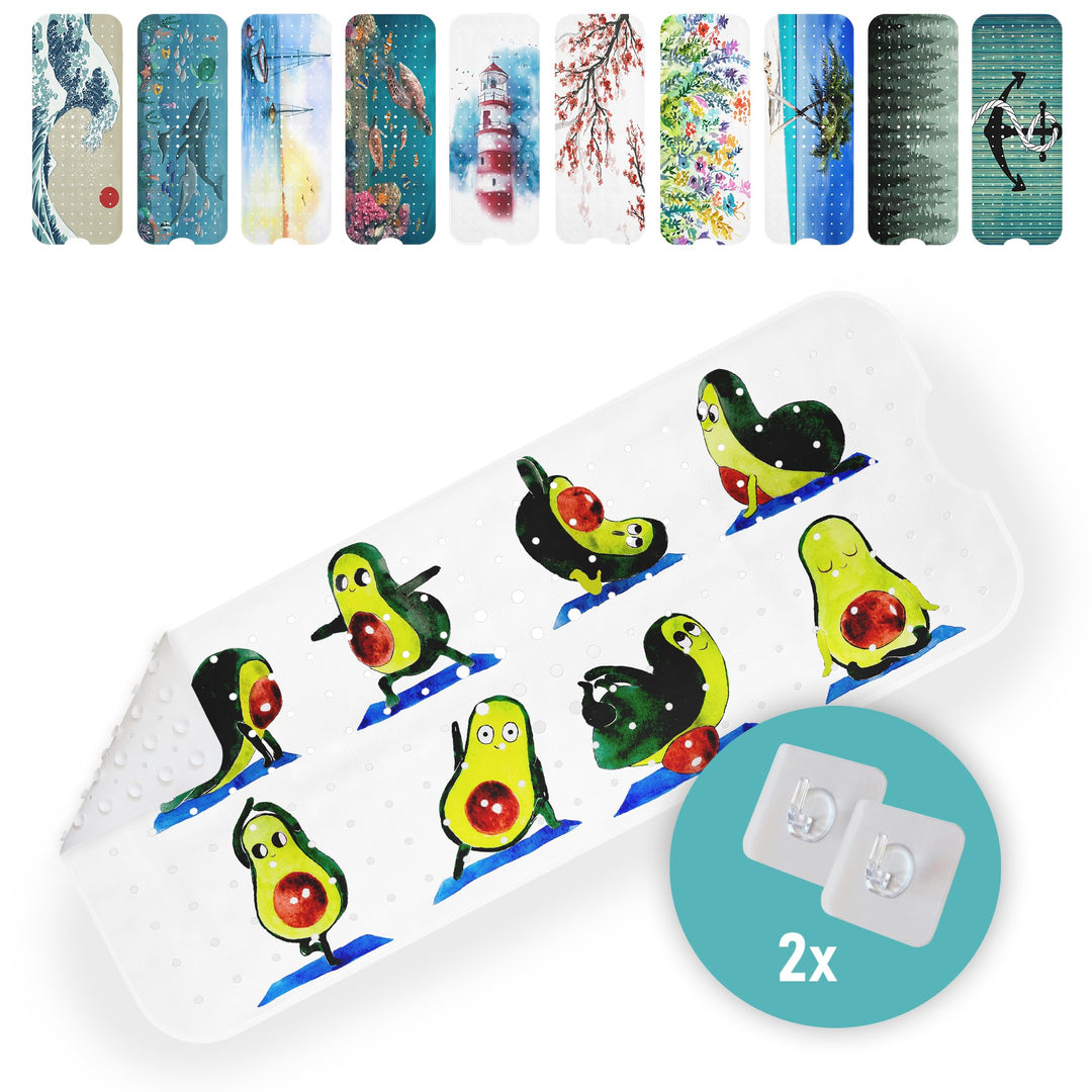 Badewannenmatte 100x40 cm Avocado | Badematte rutschfest | Inkl. Aufhängung | Schimmelresistent | Ma