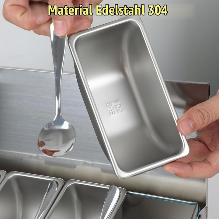 Multi Zutatenbehälter, Edelstahl Behälter Beilagenbehälter mit Deckel, Bar Cocktail Zutatenbehälter