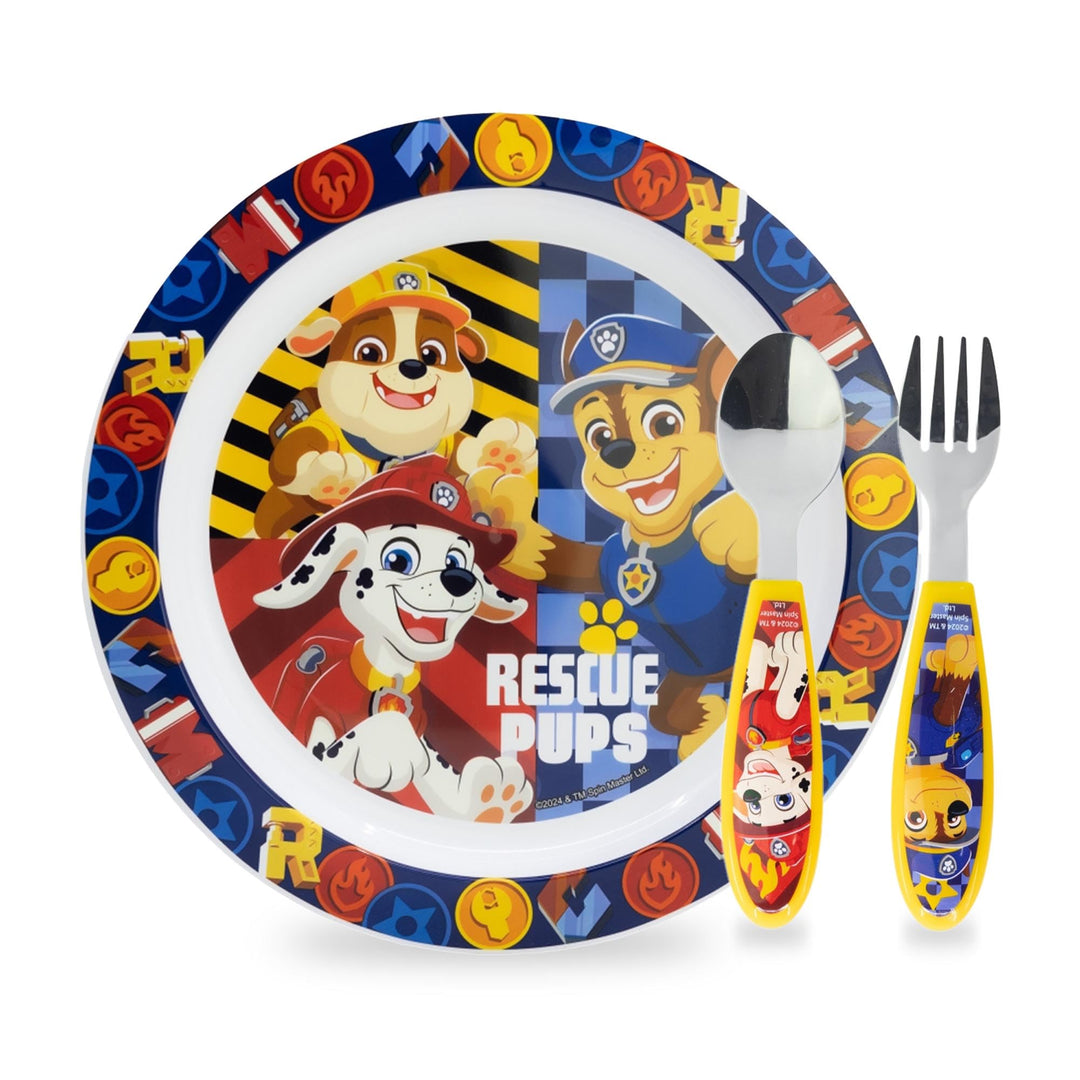 Sorrisini Kindergeschirr set Paw Patrol, kinderbesteck Edelstahl, Wiederverwendbares Babygeschirr Se