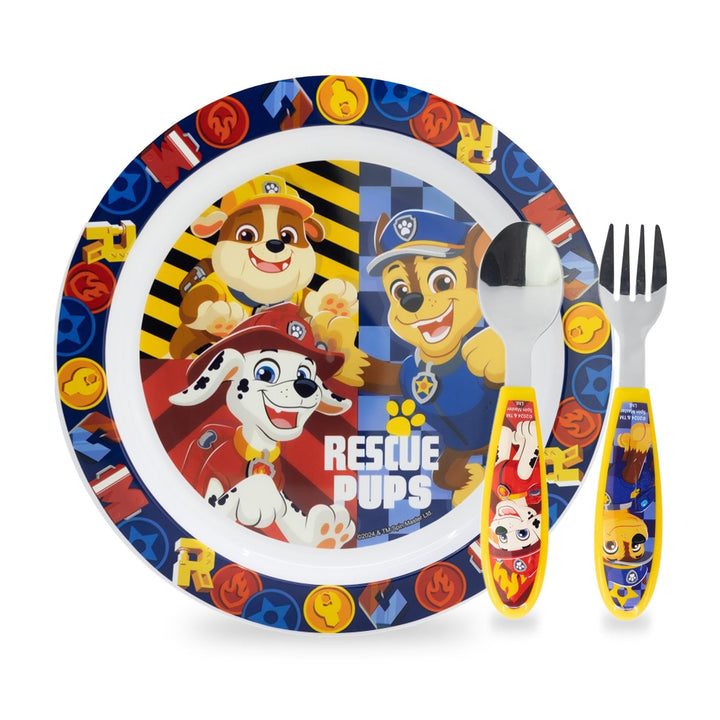 Sorrisini Kindergeschirr set Paw Patrol, kinderbesteck Edelstahl, Wiederverwendbares Babygeschirr Se