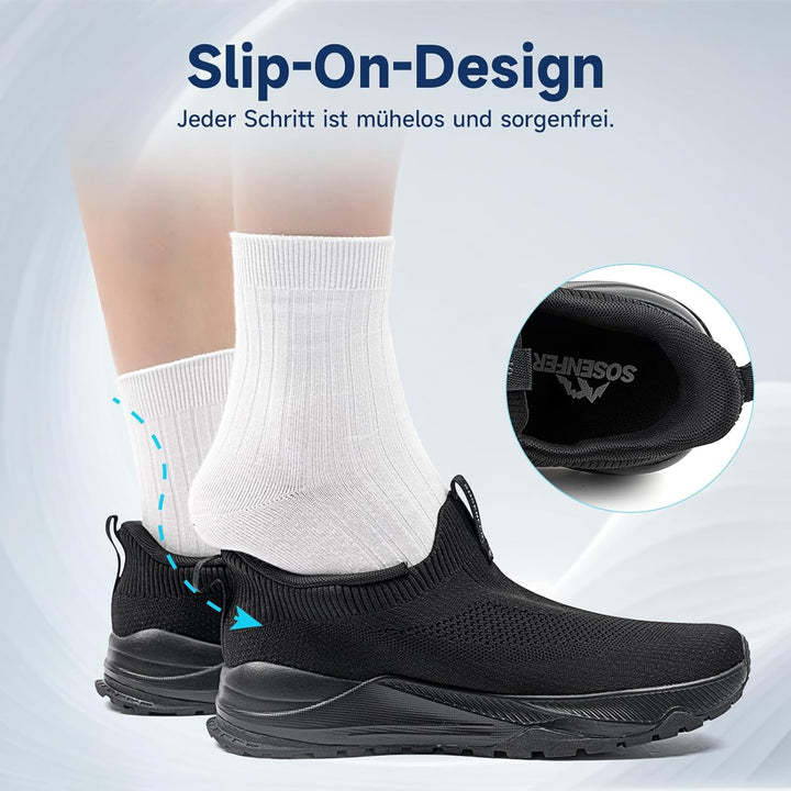 Sosenfer Breite Walkingschuhe Herren Extra Weit Slip On Sneaker rutschfeste Sportschuhe Ohne SchnüRs