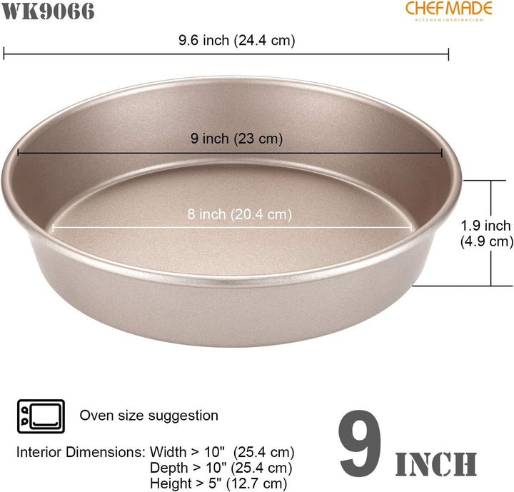 CHEFMADE 9-Zoll Runde Kuchen Pan, Nicht-Stick Deep Dish Backformen für Ofen Backen (Champagne Gold)