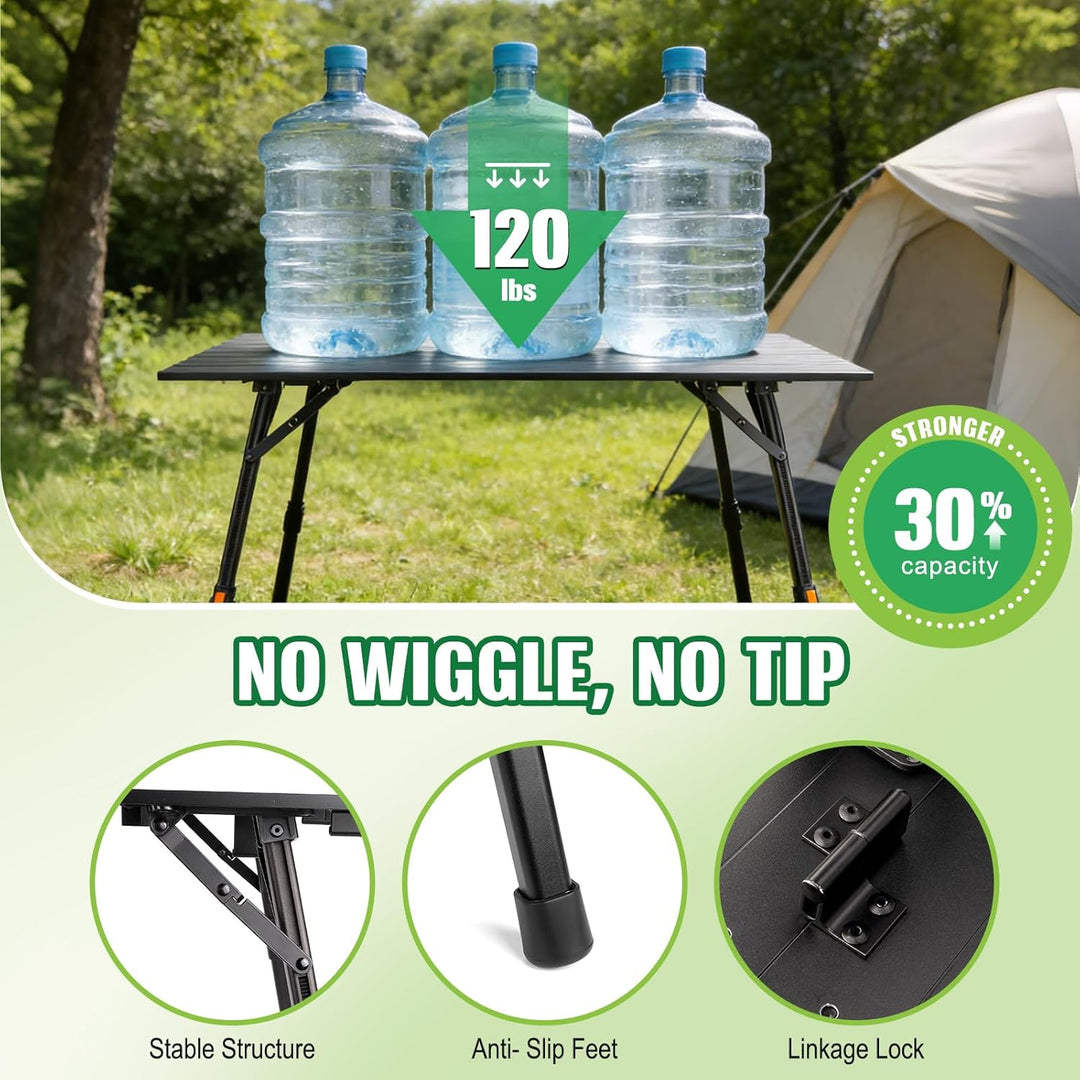 Campingtisch klappbar stufenlose Höhenverstellung Klapptisch ohne Installation Tischplatte Aluminium