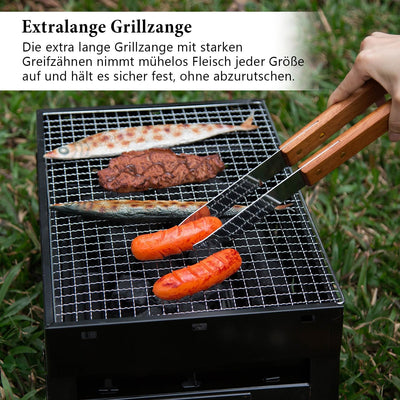 IMAGE BBQ Grillwerkzeuge 4 Stück Bestecksets mit Holzgriffen Edelstahl Grillzubehör mit Tragetasche