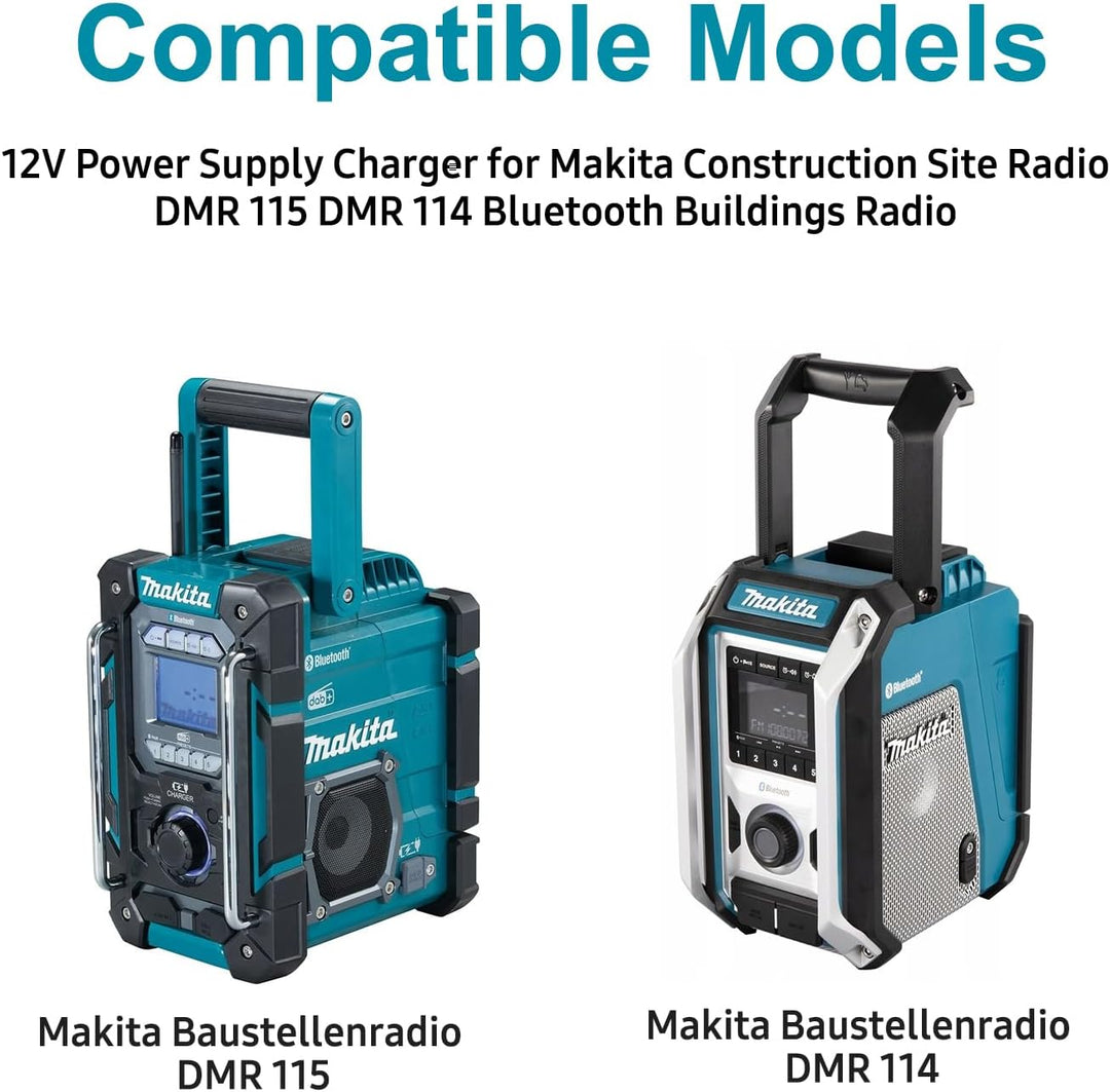 KFD Netzteil 12V 2,5A Ladegerät Ladekabel für Makita Akku-Baustellenradio DMR115 DMR114 MR002G MR003