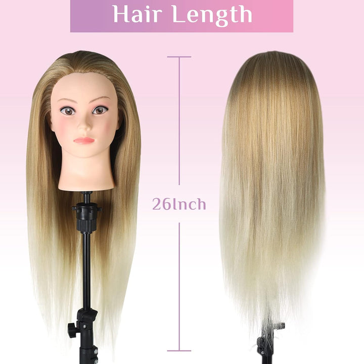 Neverland Frisierkopf Friseur Echthaar Übungskopf Friseurkopf Trainingsköpfe (26” Ombre Golden), 26”