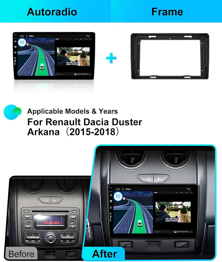 Android 15 IPS 9 Zoll Autoradio für Renault Dacia Duster Arkana (2015-2018) - Eingebautes CarPlay An