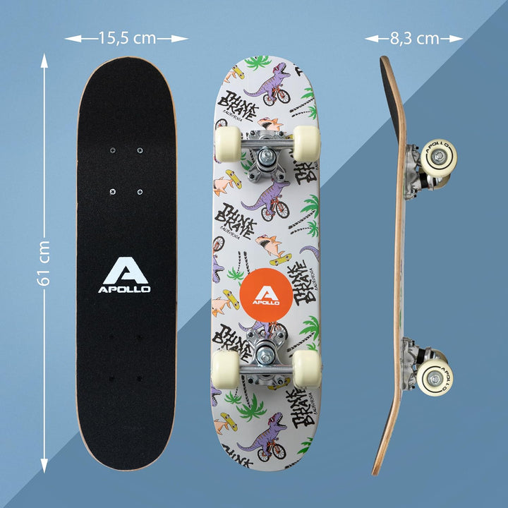 Apollo Kinder Skateboard, kleines Komplett Board mit ABEC 3 Kugellagern und Aluminium Achsen, Coole