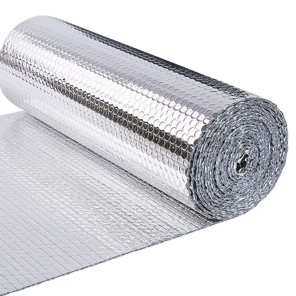 VOUNOT Isolierfolie Dämmfolie 20m x 60cm x 3.2mm, Doppelte Alu-Luftpolsterfolie Heizkörper Reflexion