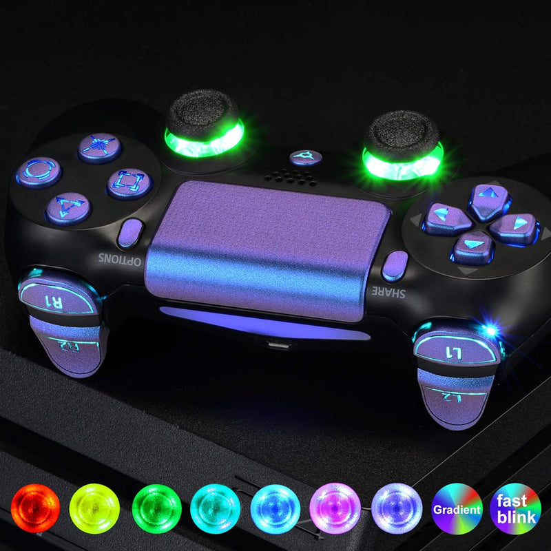 eXtremeRate Tasten für ps4 Knöpfe D-Pad Trigger Thumbsticks Buttons DTFS LED Kit kompatibel mit ps4