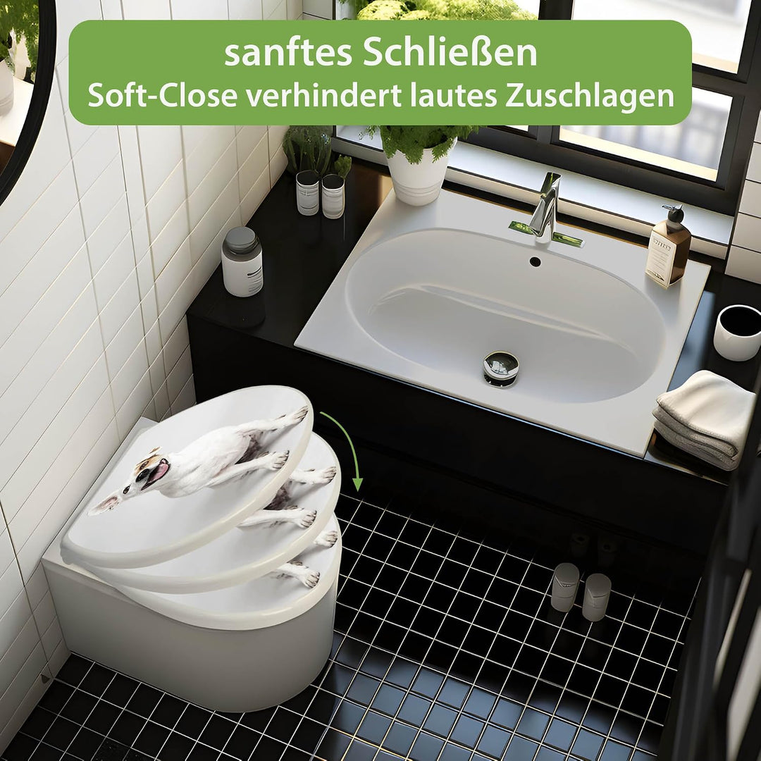 banjado Toilettendeckel mit Absenkautomatik 44,5x37cm - Soft Close Toilettensitz - WC Sitz mit Absen