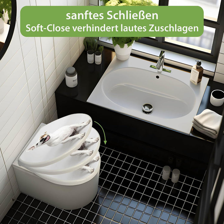 banjado Toilettendeckel mit Absenkautomatik 44,5x37cm - Soft Close Toilettensitz - WC Sitz mit Absen