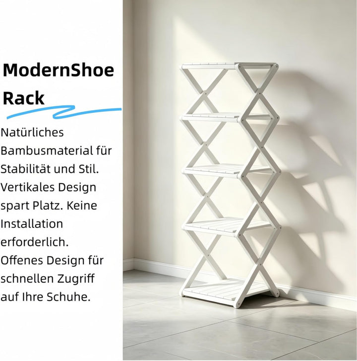Schuhregal Schmal, Klappbar, Holz,Platzsparend (Weiss, 5 Ebenen) | Schuhregal platzsparend, Multifun