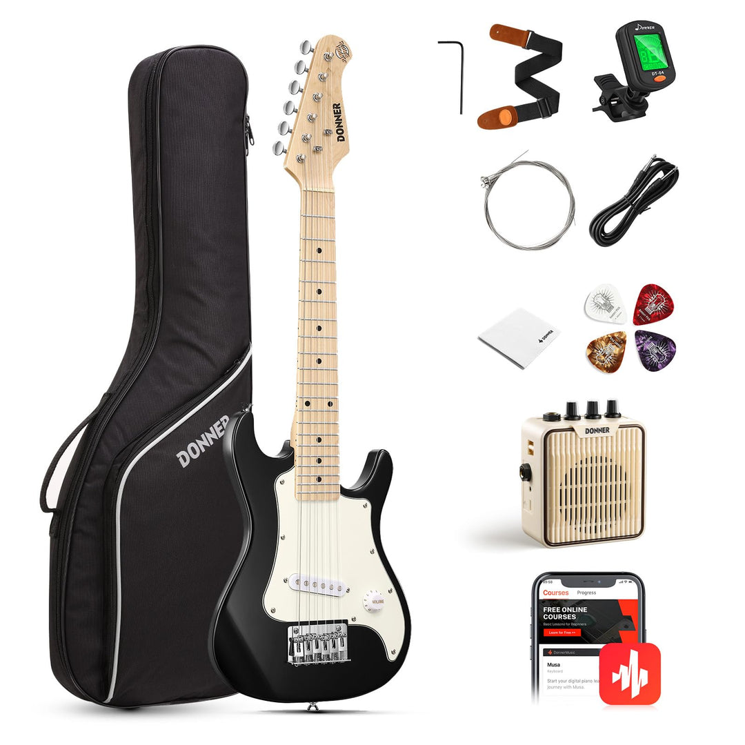 Donner E-Gitarre Set Anfänger Junior Kit ST-Stil 30 Zoll Mini Gitarren Premium Bundle mit Verstärker