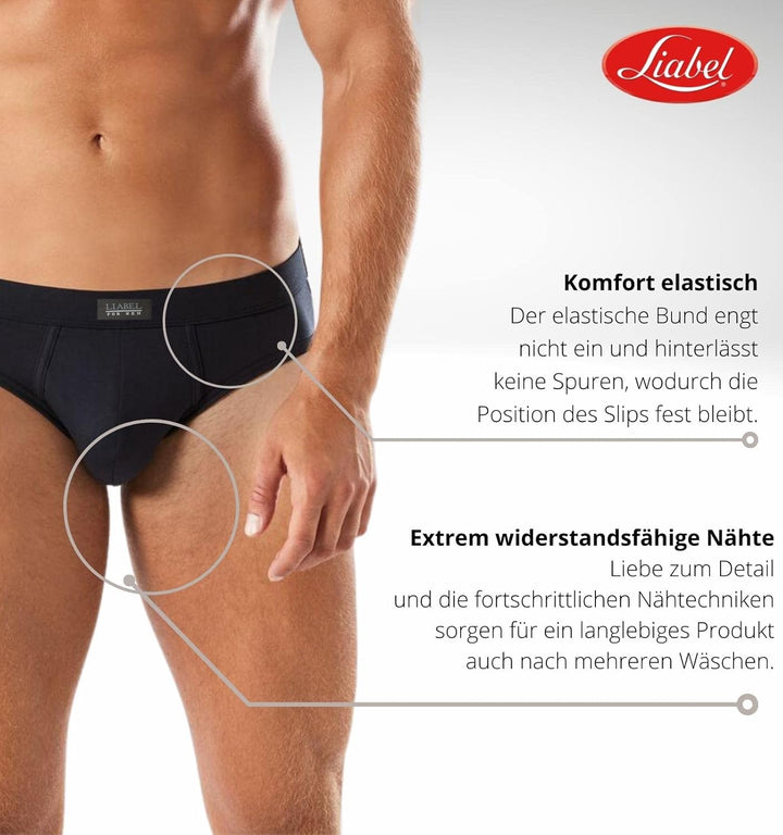 Liabel ® 6 Classic Herren Slip aus Baumwolle Unterwäsche ohne Etiketten, Cotton Stretch Essential XX