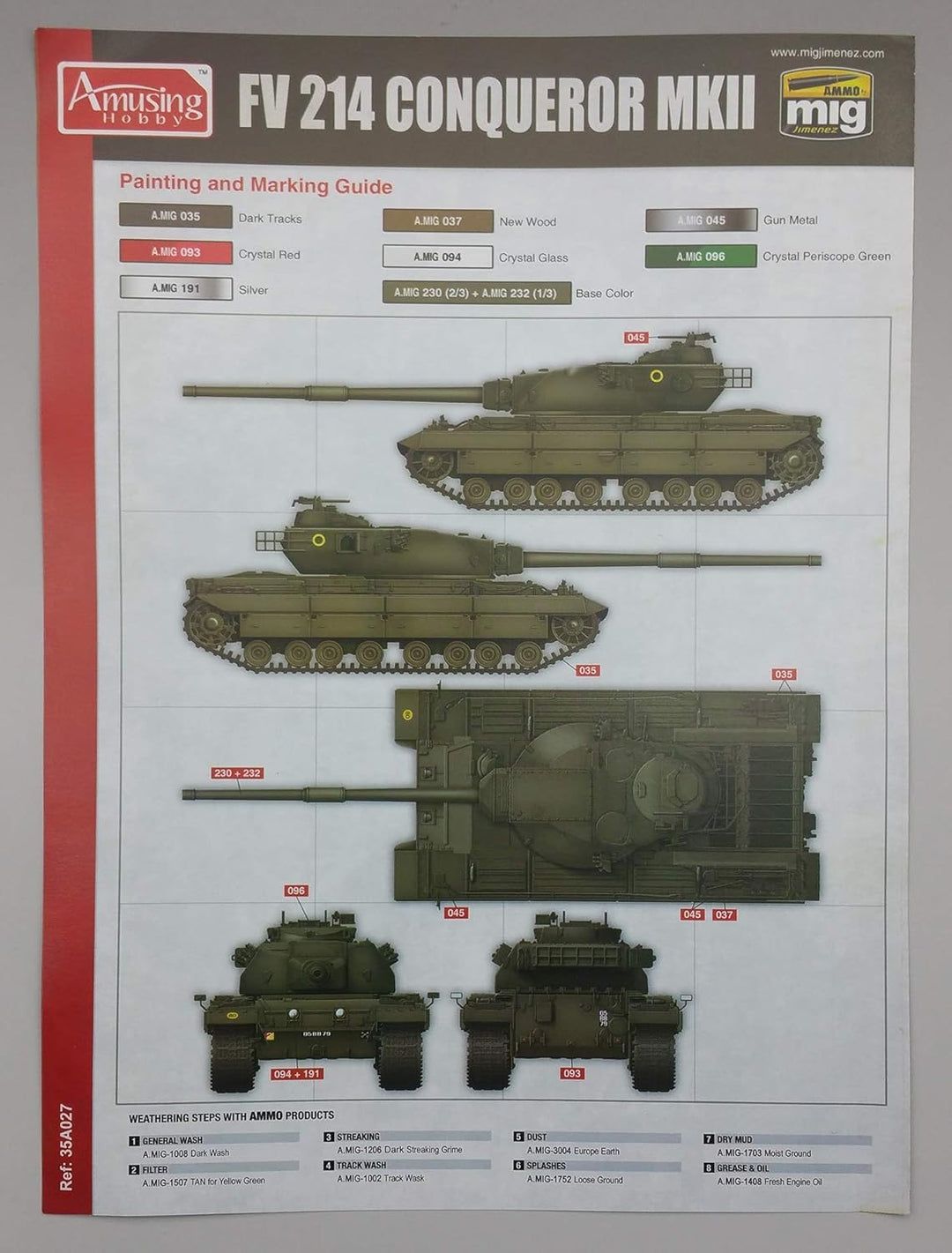 Amusing Hobby AMH35A027 35A027 1:35 FV214 Conqueror Mk.II, Mehrfarbig