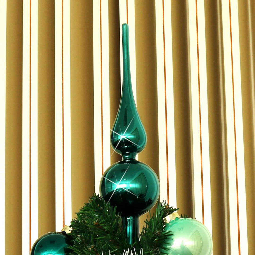 com-four® Christbaumspitze in blaugrün glänzend, Weihnachtsbaumspitze aus echtem Glas für Weihnachte