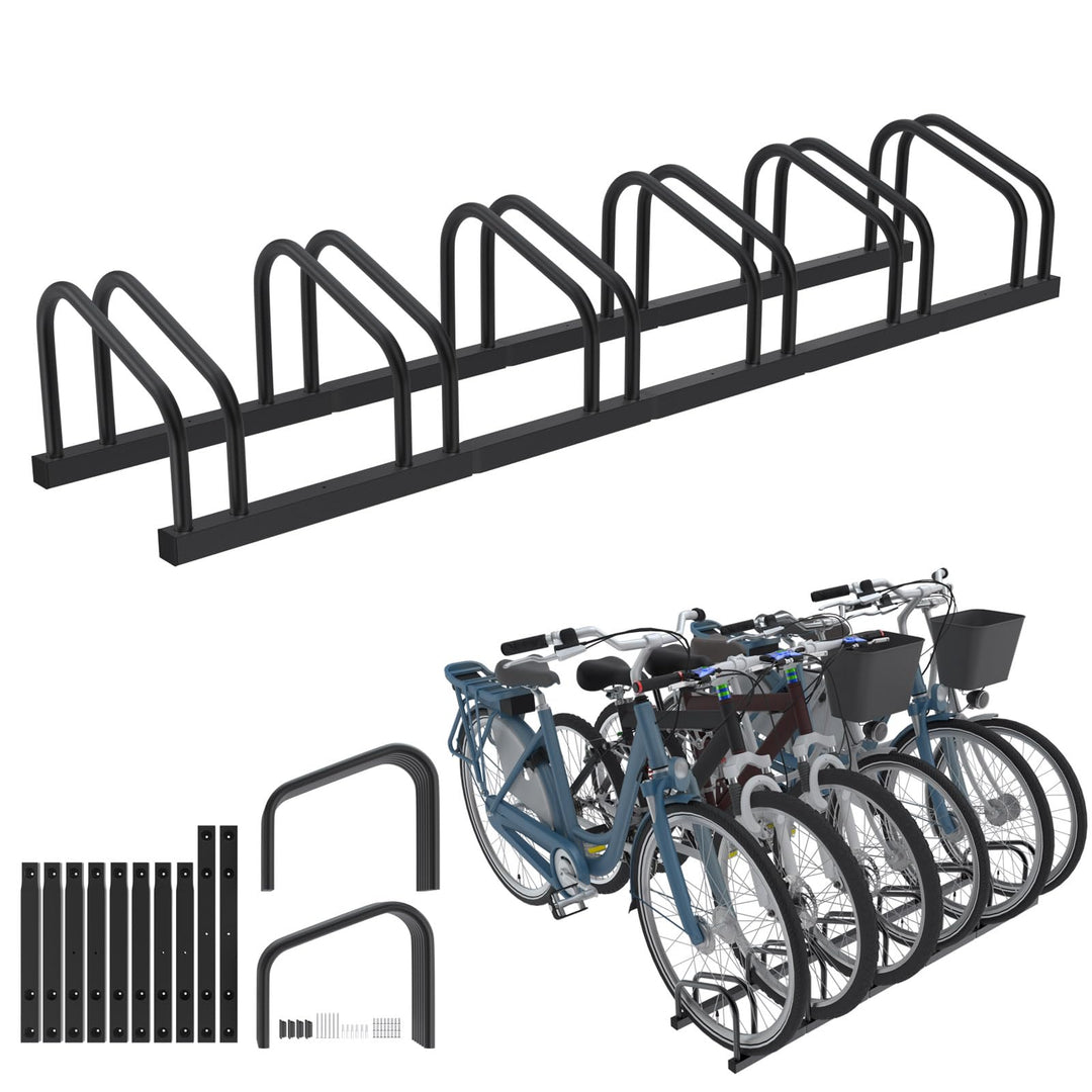 Froadp Fahrradständer Boden für 6 Fahrräder,Mehrfachständer für 30-65mm Reifenbreite, Galvanisierter