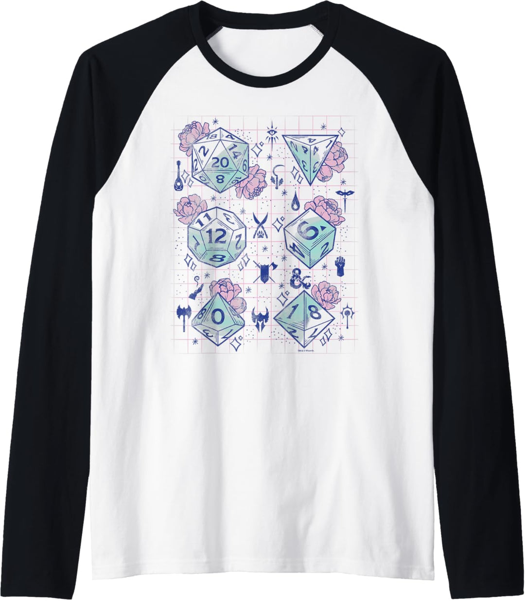 Dungeons & Dragons Floral Dice Grid Raglan