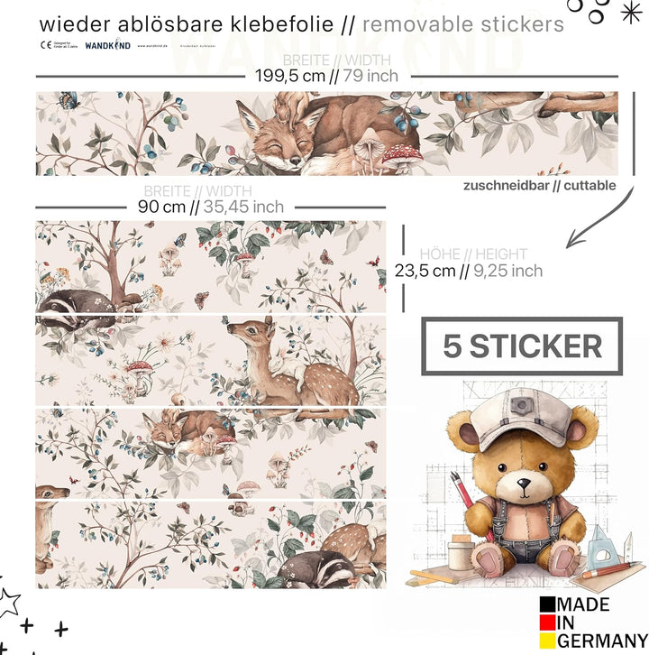 WANDKIND Aufkleber für IKEA KURA Kinderbett Hochbett Klebefolie Möbelfolie Sticker Kinderzimmer Wald
