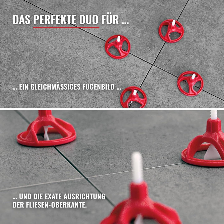 SPINNY PRO - STARTER-SET 1mm - 150 Laschen + 75 Zughauben! Profi Nivelliersystem, Fliesen & Naturste