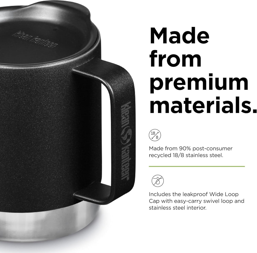 Klean Kanteen Isolierter Campingbecher, 340 ml, Schwarz