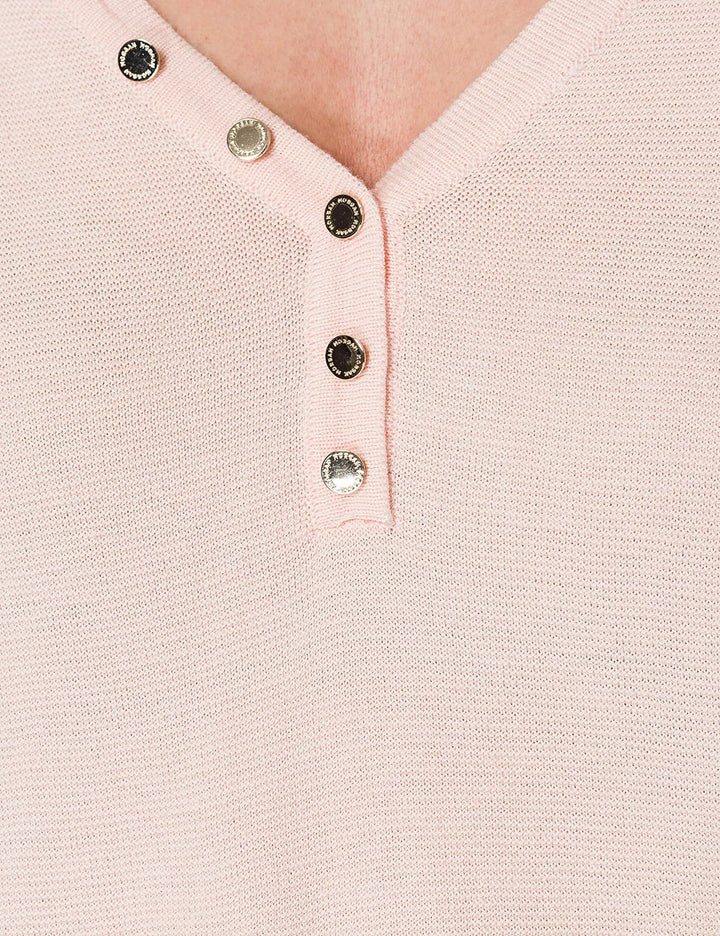 Morgan Damen V-Ausschnitt, Knopf Pullover, Nude, XS Hoch