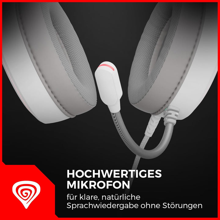 Genesis Neon 613 G2 Gaming Headset mit Mikrofon Weiss, kabelgebundenes Over-Ear PC Headset, Gaming K