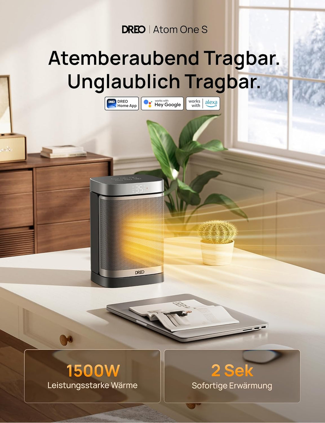 Dreo 1500W Smarte Raumheizungen für den Innenbereich tragbare Heizung, WiFi Alexa & Google Assistant